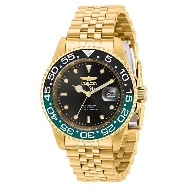 Invicta Pro Diver Gold Tone Stainless Steel Black Dial Quartz Diver's 36043 200M Men's Watch
