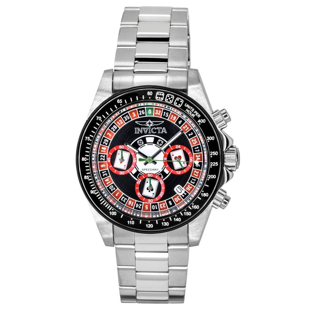 Invicta Speedway Roulette Casino Chronograph GMT Stainless Steel Black Dial Quartz 44643 200M Men's Watch