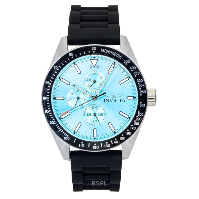 Invicta Aviator Silicone Strap Light Blue Dial Quartz 48856 100M Men's Watch