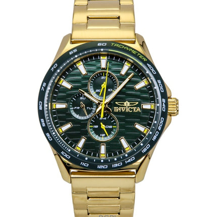 Invicta Racing Gold Tone Stainless Steel Green Dial Quartz 48870 Men's Watch