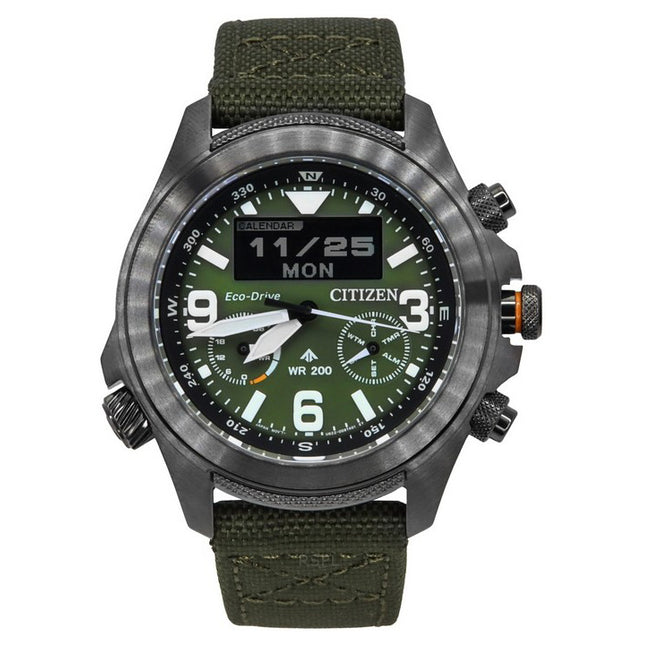 Citizen Promaster Land 35th Anniversary Chronograph Green Dial Eco-Drive JV1005-02W 200M Men's Watch