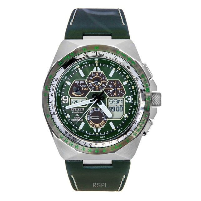 Citizen Promaster Skyhawk A-T Perpetual Calendar Chronograph Green Dial Eco-Drive Diver's JY8147-01X 200M Men's Watch