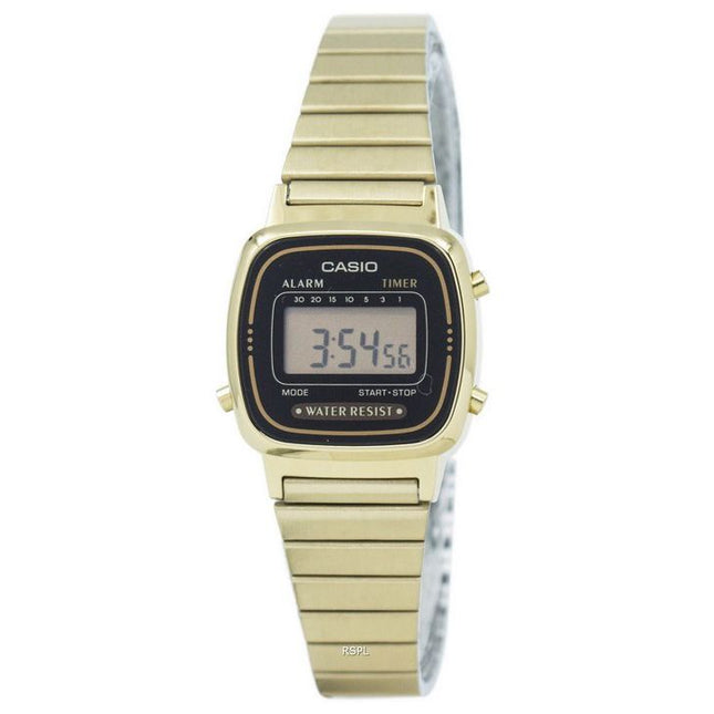 Casio Digital Stainless Steel Alarm Timer LA670WGA-1DF LA670WGA-1 Womens Watch