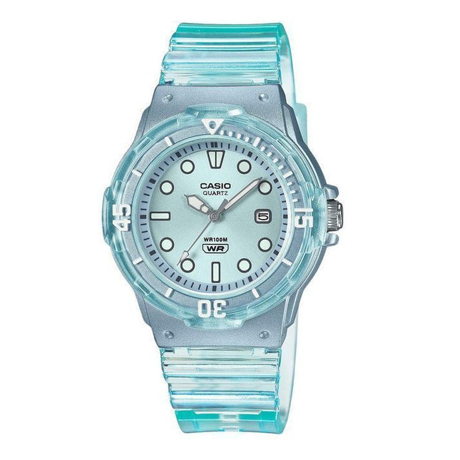 Casio POP Analog Resin Strap Blue Dial Translucent Quartz LRW-200HS-2EV 100M Womens Watch