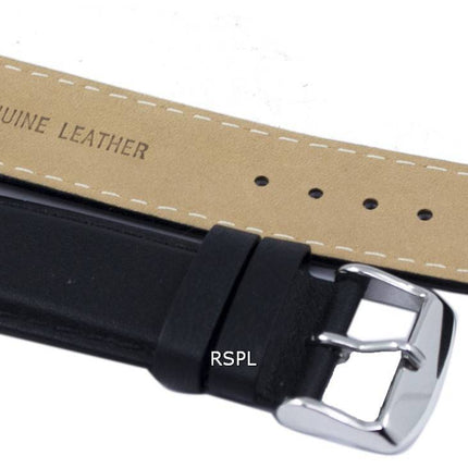 Black Ratio Brand Leather Watch Strap 22mm
