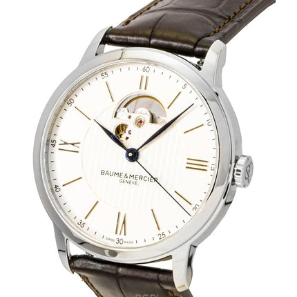 Baume & Mercier Classima Leather Strap Open Heart Silver Dial Automatic M0A10524 Men's Watch