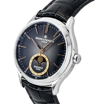 Baume & Mercier Clifton Leather Strap Moon phase Black Dial Automatic M0A10758 Men's Watch