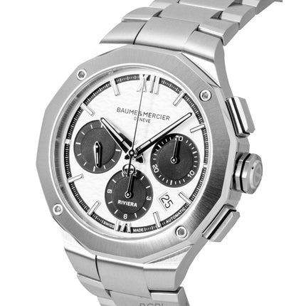 Baume & Mercier Riviera Chronograph Stainless Steel White Dial Automatic M0A10827 100M Men's Watch