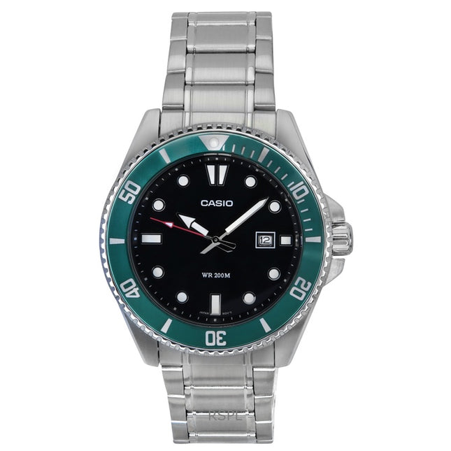 Casio Standard Analog Stainless Steel Black Dial Quartz MDV-107D-3 200M Mens Watch