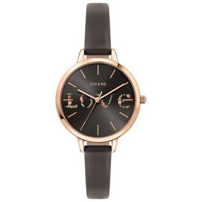 Oui & Me Petite Fleurette Grey Dial Leather Strap Quartz ME010061 Women's Watch