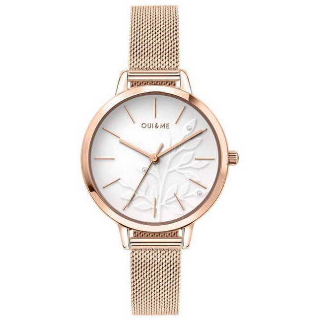 Oui & Me Fleurette White Dial Rose Gold Tone Stainless Steel Quartz ME010134 Women's Watch