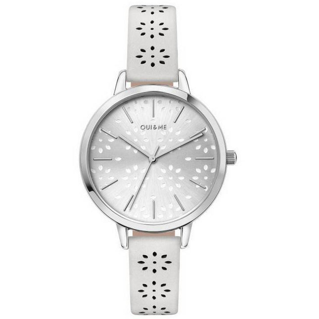 Oui & Me Amourette Silver Sunray Dial Leather Strap Quartz ME010148 Women's Watch