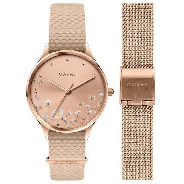 Oui  Me Petite Bichette Rose Gold Sunray Dial Nylon Strap Quartz ME010174 Womens Watch
