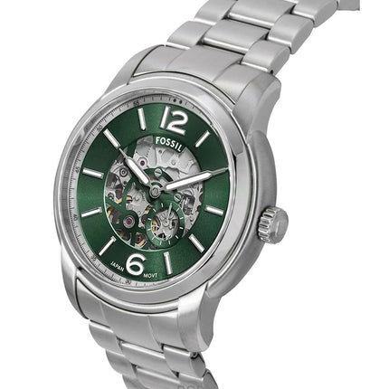 Fossil Heritage Stainless Steel Green Skeleton Dial Automatic ME3262 Men's Watch