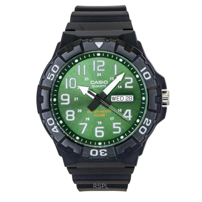 Casio Analog Resin Strap Green Dial Quartz MRW-210H-3BV 100M Men's Watch
