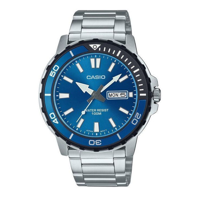 Casio Standard Analog Stainless Steel Blue Dial Quartz MTD-125D-2A1V 100M Mens Watch
