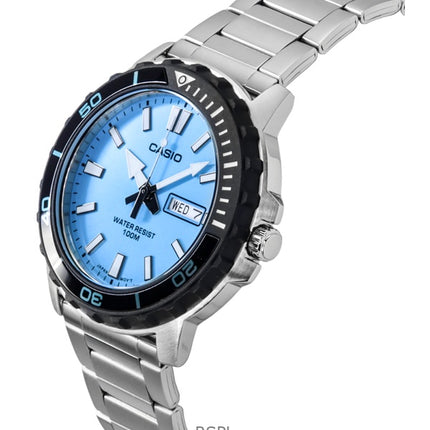 Casio Standard Analog Stainless Steel Aqua Blue Dial Quartz MTD-125D-2A3V 100M Men's Watch