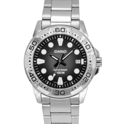 Casio Standard Analog Stainless Steel Black Dial Quartz MTD-140D-1AV 100M Men's Watch