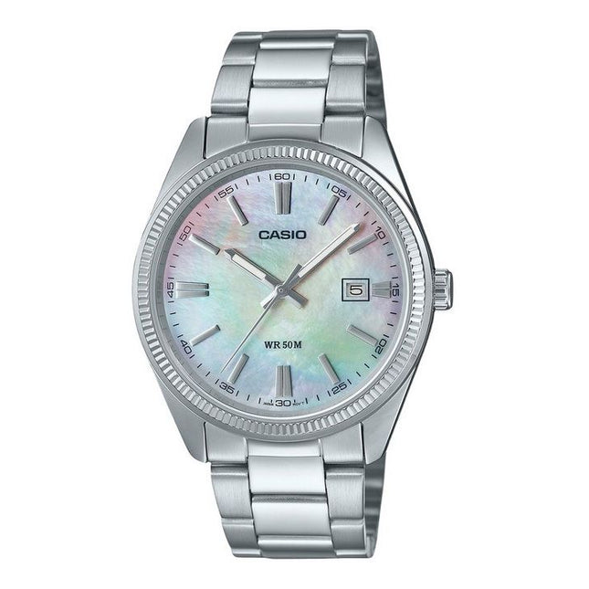 Casio Standard Analog Ion Plated Stainless Steel Mother Of Pearl Quartz MTP-1302DS-7AV Men's Watch