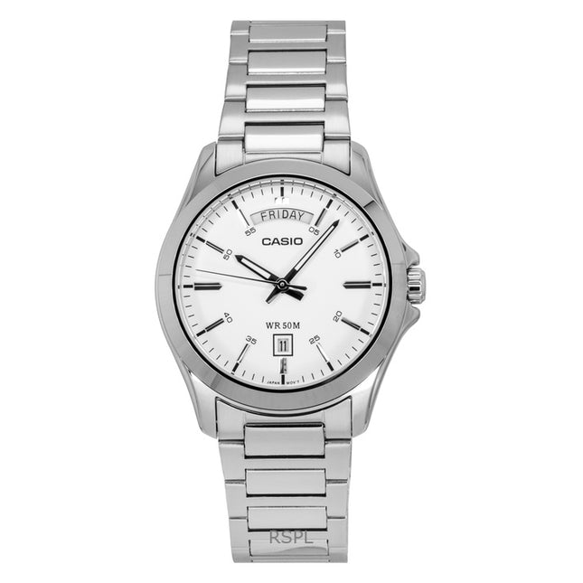 Casio Standard Analog Stainless Steel White Dial Quartz MTP-1370D-7A3V Men's Watch