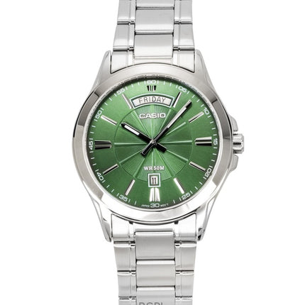 Casio Standard Analog Stainless Steel Green Dial Quartz MTP-1381D-3AV Men's Watch