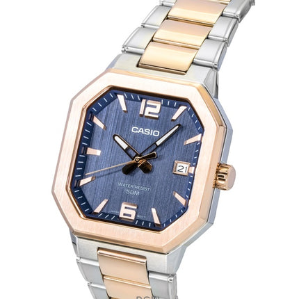 Casio Analog Two Tone Stainless Steel Black Dial Quartz MTP-B195RG-2AV Men's Watch