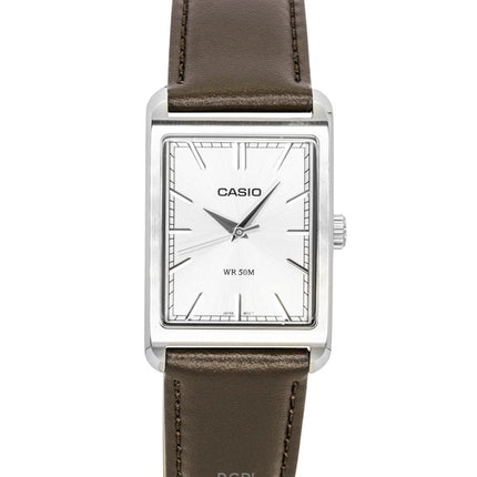Casio Analog Leather Strap Silver Dial Quartz MTP-B215L-7AV Men's Watch