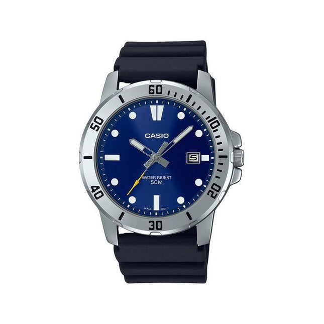 Casio Standard Analog Resin Strap Blue Dial Quartz MTP-VD01-2E Mens Watch