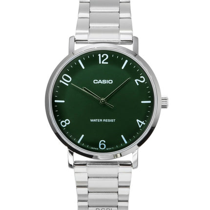 Casio Standard Analog Stainless Steel Green Dial Quartz MTP-VT03D-3B Men's Watch