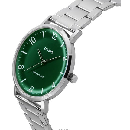 Casio Standard Analog Stainless Steel Green Dial Quartz MTP-VT03D-3B Men's Watch