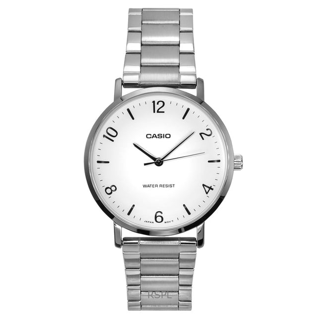Casio Standard Analog Stainless Steel White Dial Quartz MTP-VT03D-7B Men's Watch