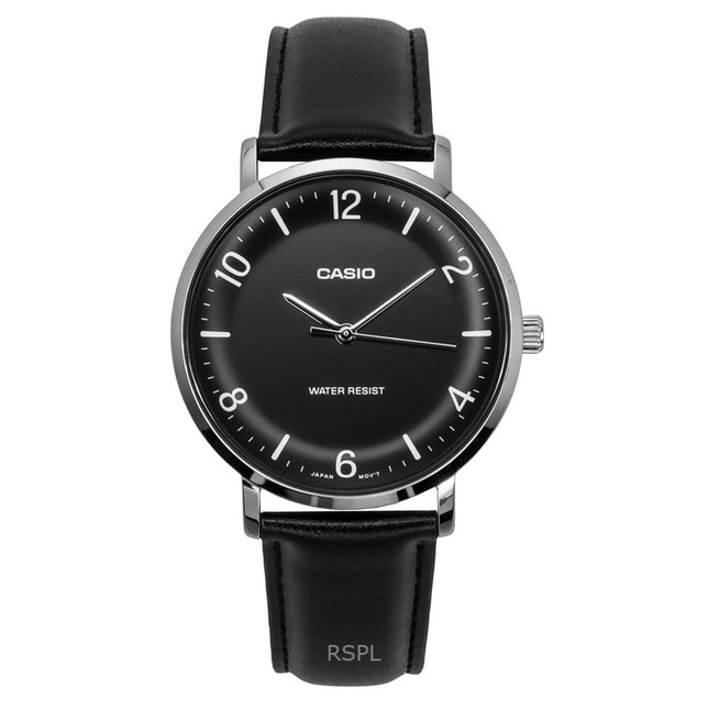 Casio Standard Analog Leather Strap Black Dial Quartz MTP-VT03L-1B Men's Watch