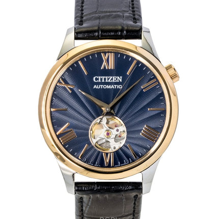 Citizen Leather Strap Open Heart Blue Dial Automatic NH9136-02L Men's Watch