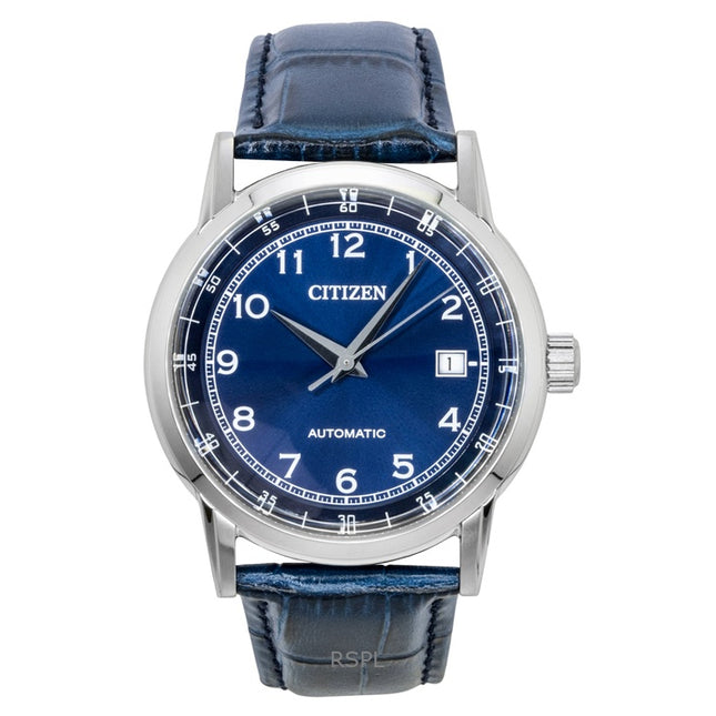 Citizen Leather Strap Blue Dial Automatic NJ0210-13L Men's Watch