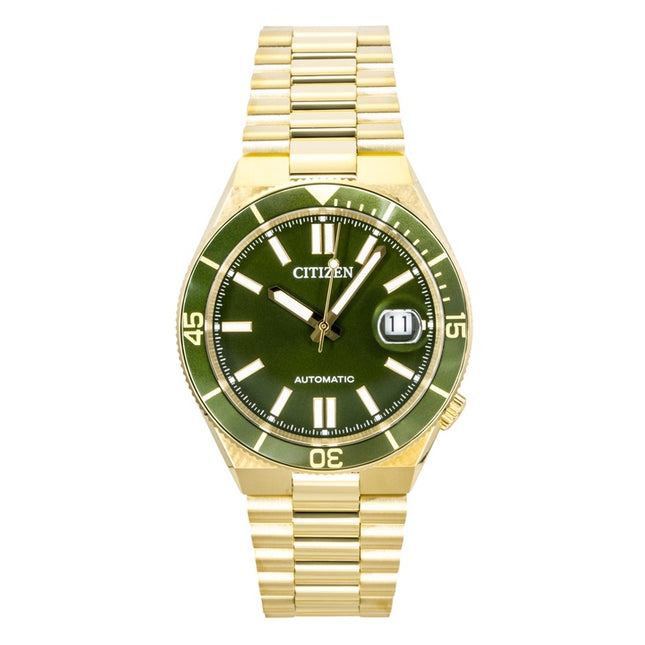 Citizen Tsuyosa Analog Gold Tone Stainless Steel Green Dial Automatic NJ0232-53X 100M Men's Watch