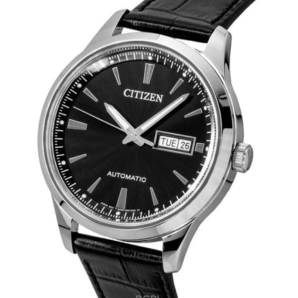Citizen Leather Strap Black Dial Automatic NY4058-01E Men's Watch