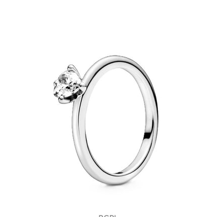 Pandora Heart Solitaire Ring With Clear Cubic Zirconia P-198691C01-54 For Women