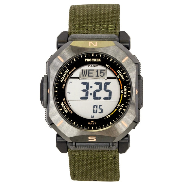 Casio Pro Trek Digital Green Cloth Strap Solar PRW-69YB-3 100M Men's Watch