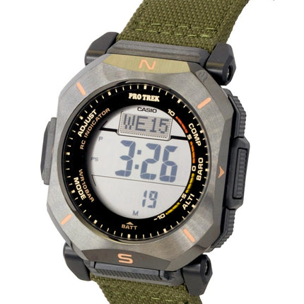 Casio Pro Trek Digital Green Cloth Strap Solar PRW-69YB-3 100M Men's Watch