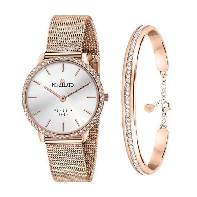 Morellato 1930 Just Time Rose Gold Silver Dial Quartz R0153161504 Womens Watch With Free Bracelet
