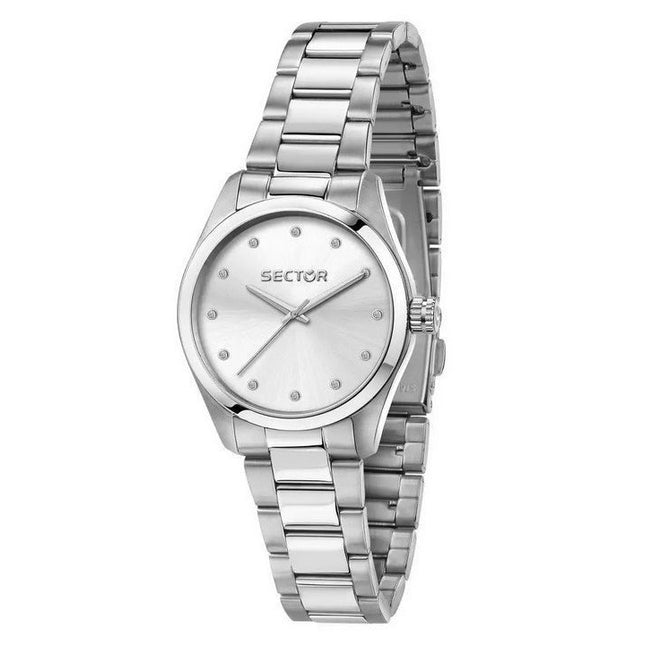 Sector 270 Just Time Crystal Accents Stainless Steel Silver Dial Quartz R3253578509 Womens Watch