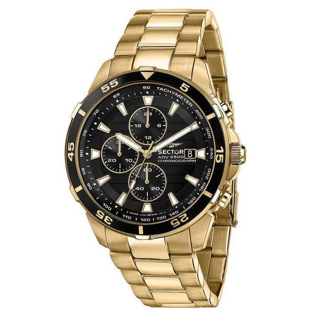 Sector ADV2500 Chronograph Gold Tone Stainless Steel Black Dial Quartz R3273643008 100M Mens Watch