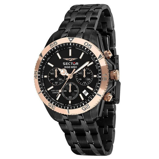 Sector SGE 650 Chronograph Stainless Steel Black Dial Quartz R3273962004 100M Mens Watch