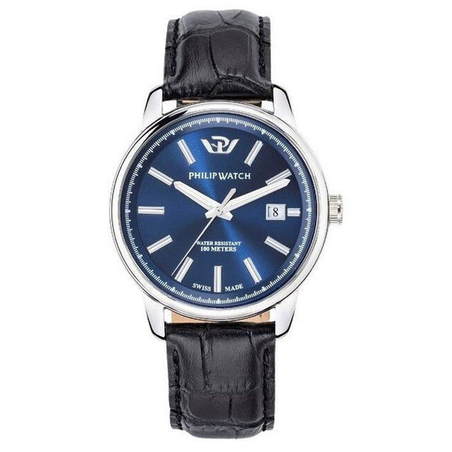 Philip Watch Kent Collection Anniversary Leather Strap Blue Dial Quartz R8251178013 100M Mens Watch