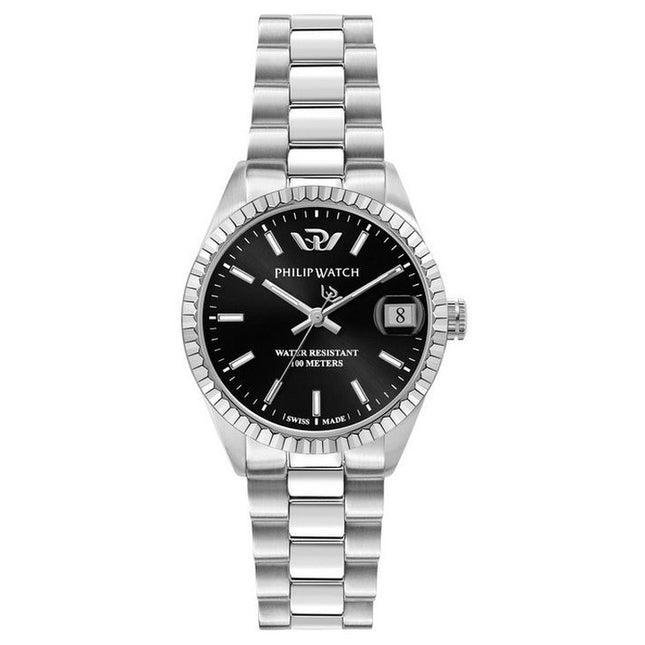 Philip Watch Caribe Urban Stainless Steel Black Sunray Dial Quartz R8253597589 100M Womens Watch
