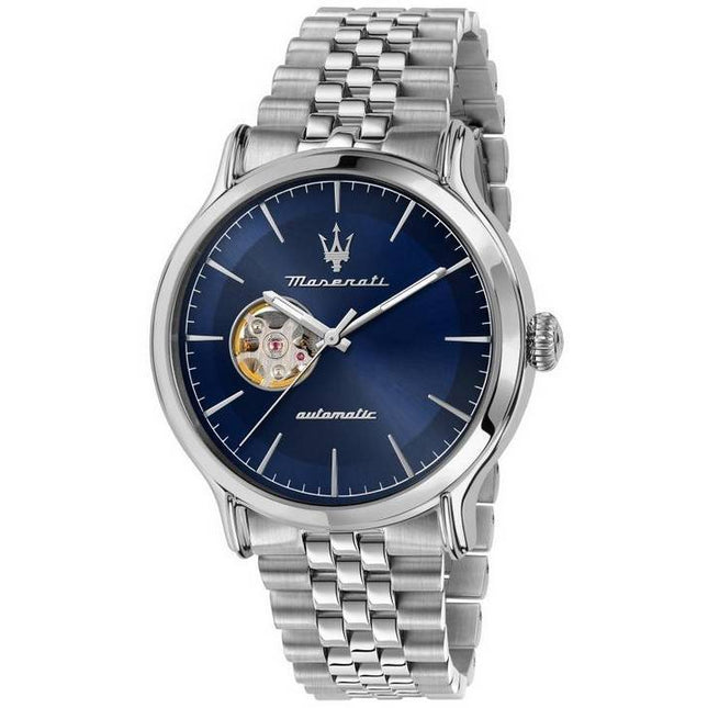 Maserati Epoca Stainless Steel Open Heart Blue Dial Automatic R8823118009 100M Men's Watch