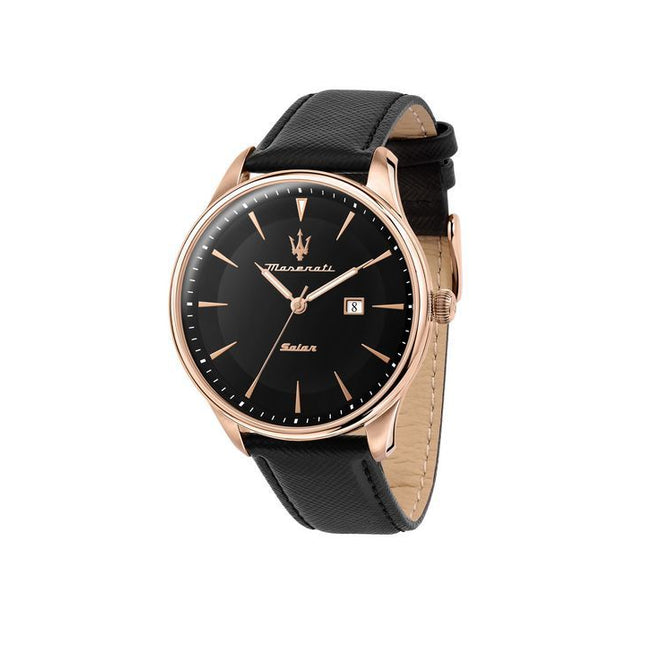 Maserati Tradizione Black Matt Dial Leather Quartz R8851146001 100M Mens Watch