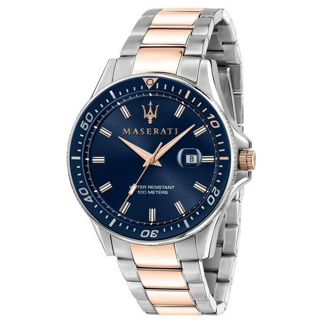 Maserati Sfida Blue Dial Two Tone Stainless Steel Quartz R8853140003 100M Mens Watch