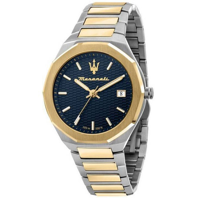 Maserati Stile Two Tone Stainless Steel Blue Dial Quartz R8853142007 100M Men's Watch