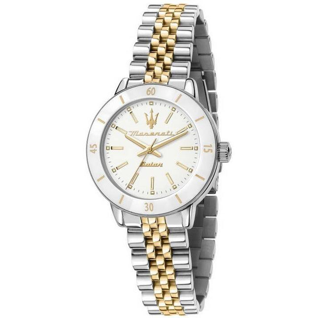 Maserati Successo Two Tone Stainless Steel White Dial Solar R8853145514 Women's Watch